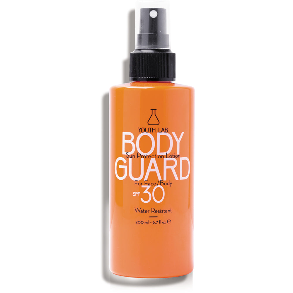 Body Guard SPF30 - Teksture e lehte qe perthithet shpejt, mbrojtje e larte, parandalon njollat kafe - Fytyrë dhe Trup - 200ml