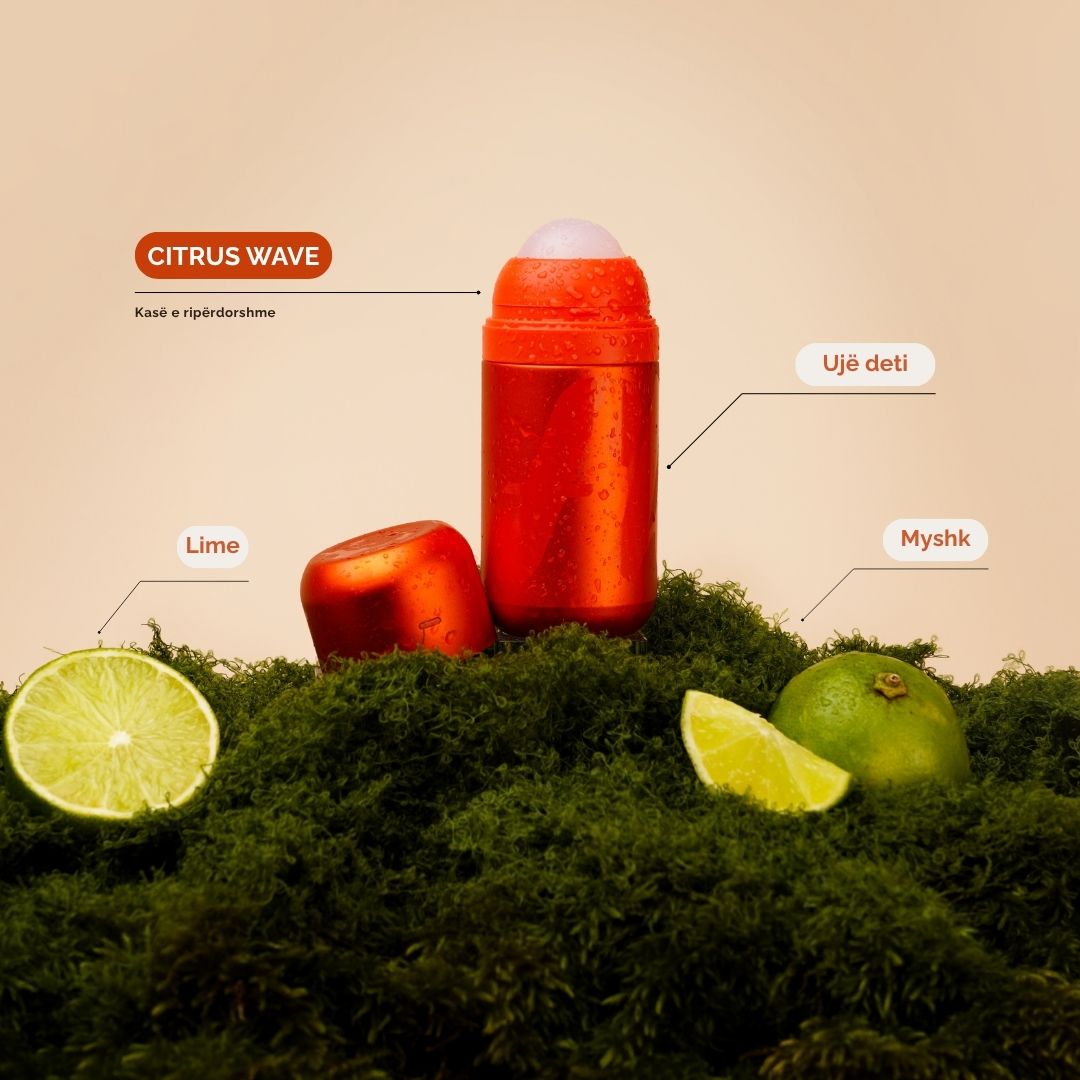 Refillable Roll-on Deodorant Starter Set - Kasë alumini dhe një rimbushje - Citrus Wave