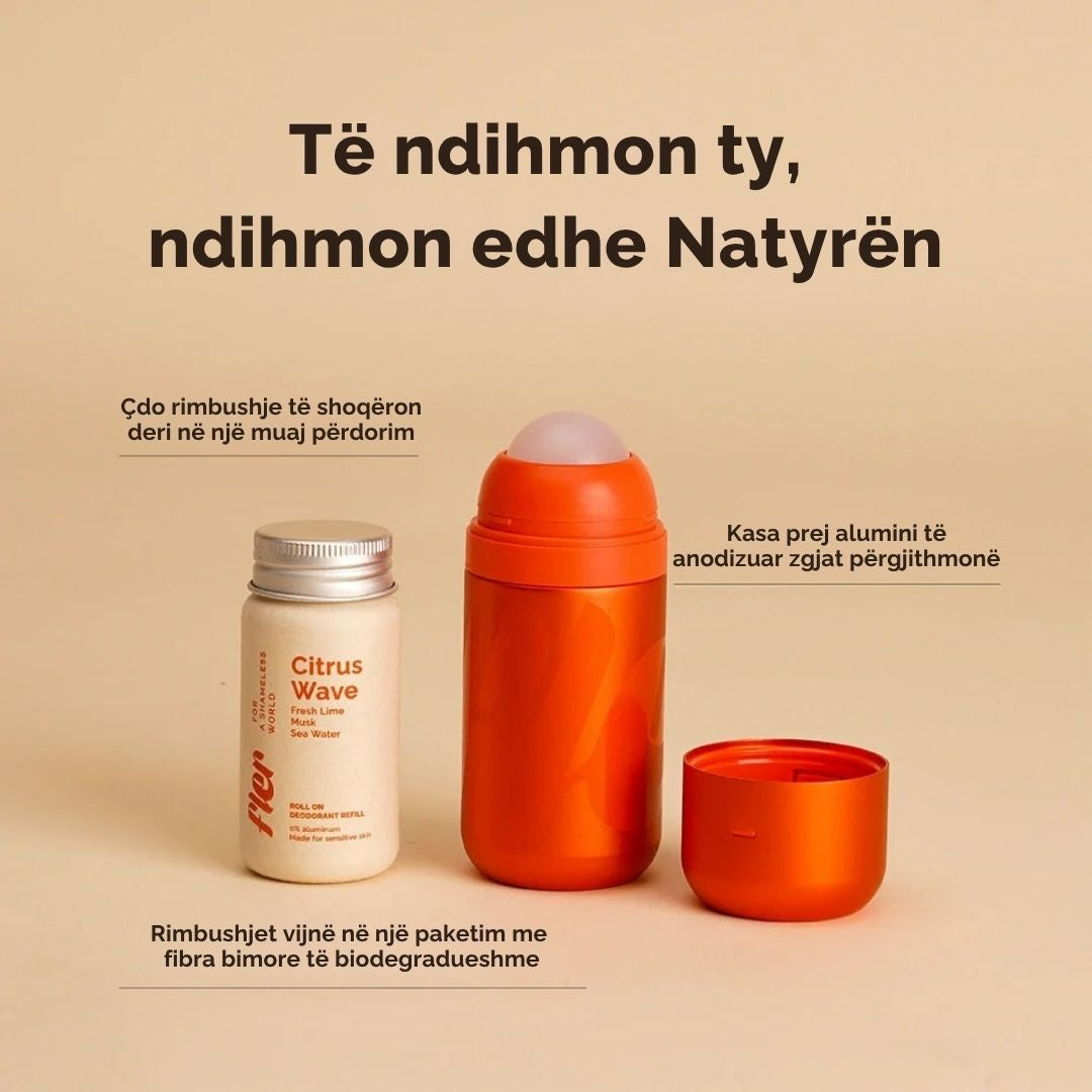 Refillable Roll-on Deodorant Starter Set - Kasë alumini dhe një rimbushje - Citrus Wave
